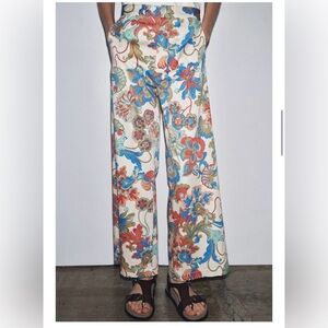 NWT ZARA Floral Flared Pants